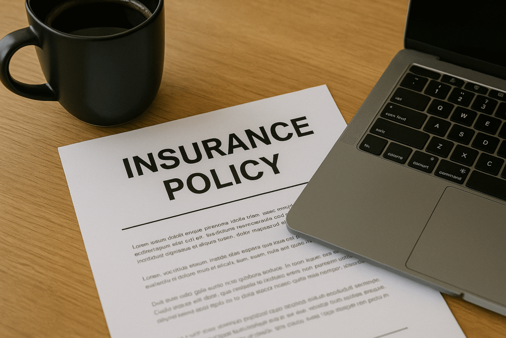 Freelancer reviewing business insurance documents in 2025